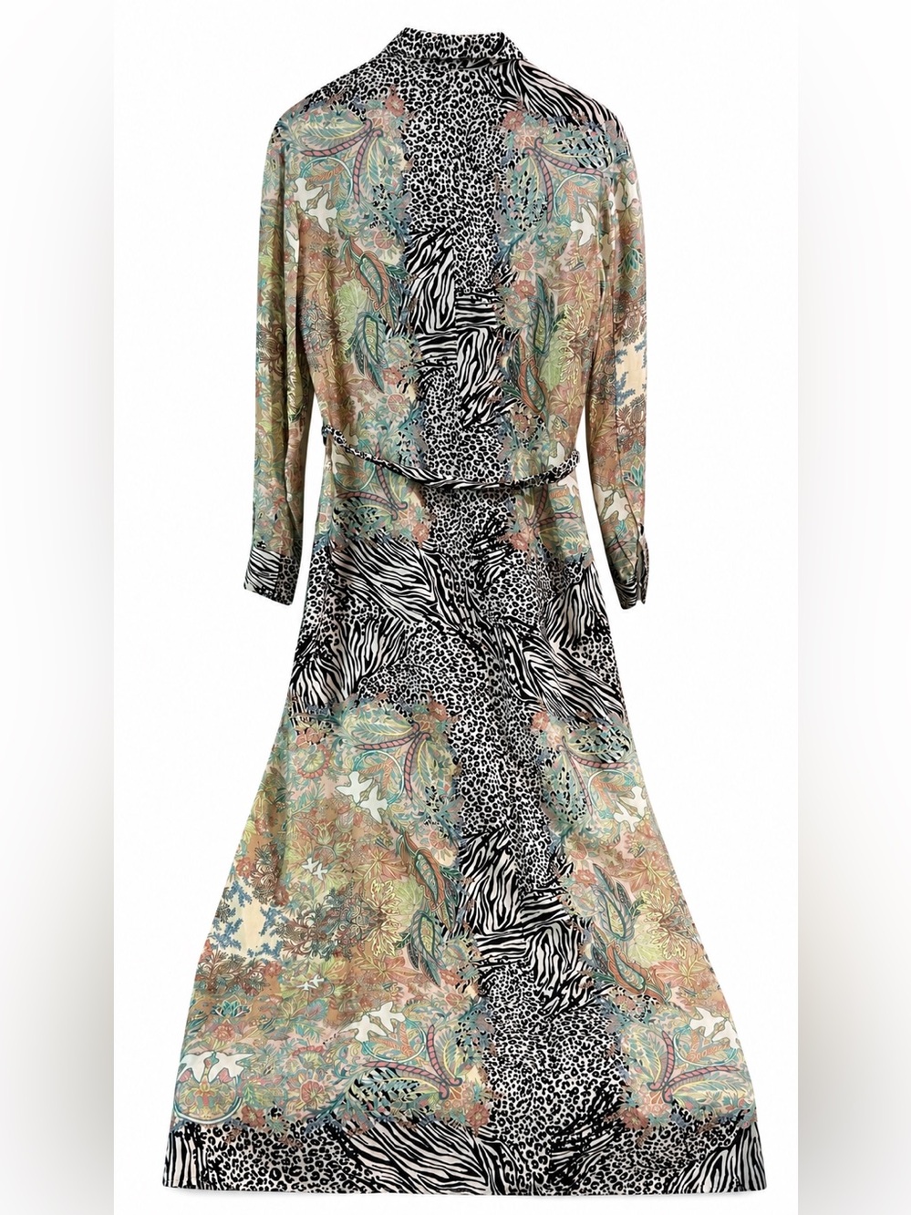 425$PINKO Rosalina Floral Zebra Leopard Maxi Shirt Dress IT 38 US 2 - Picture 4 of 13